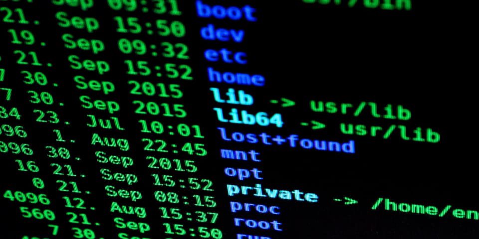 Computer code on screen
