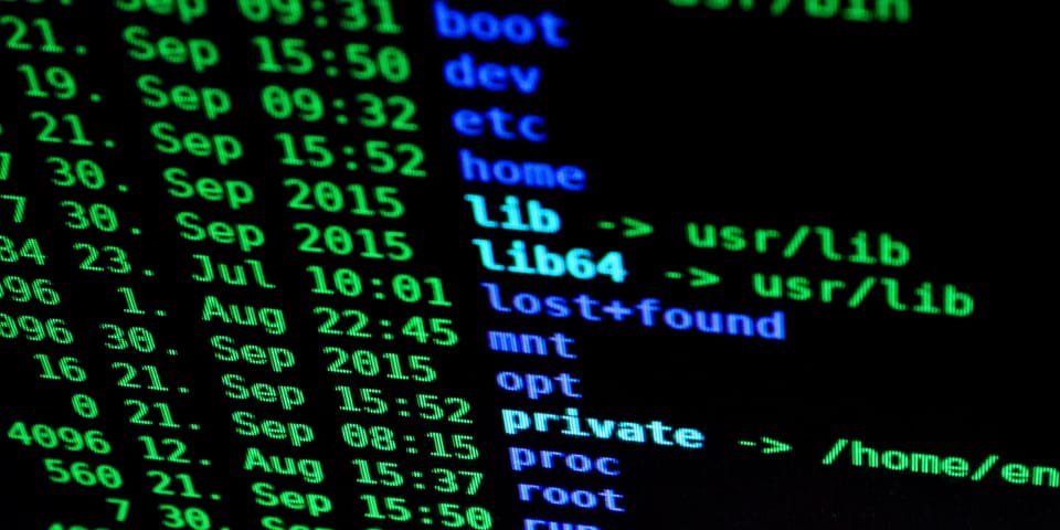 Computer code on screen